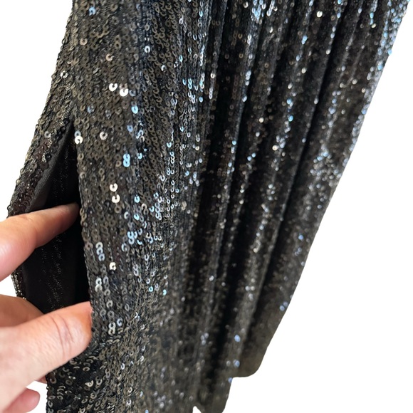 Draper James Sleeveless Black Sequin Midi Dress Size 2 - Picture 5 of 12